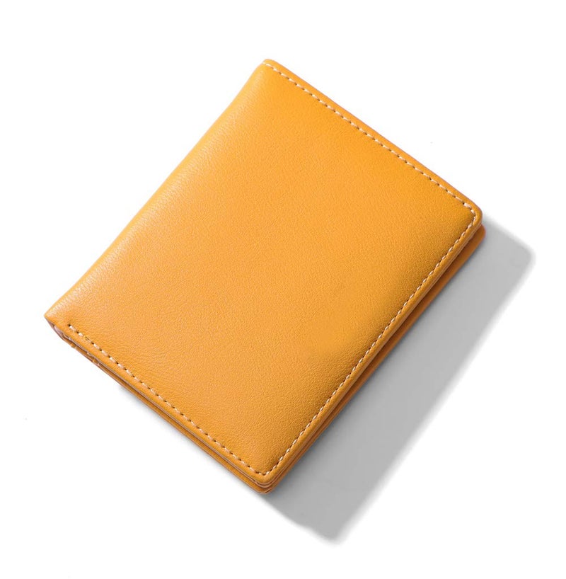 AnnabelZ Women Wallets Small Bifold Leather Pocket Wallet Ladies Mini Short Purse (Yellow) - Image 1